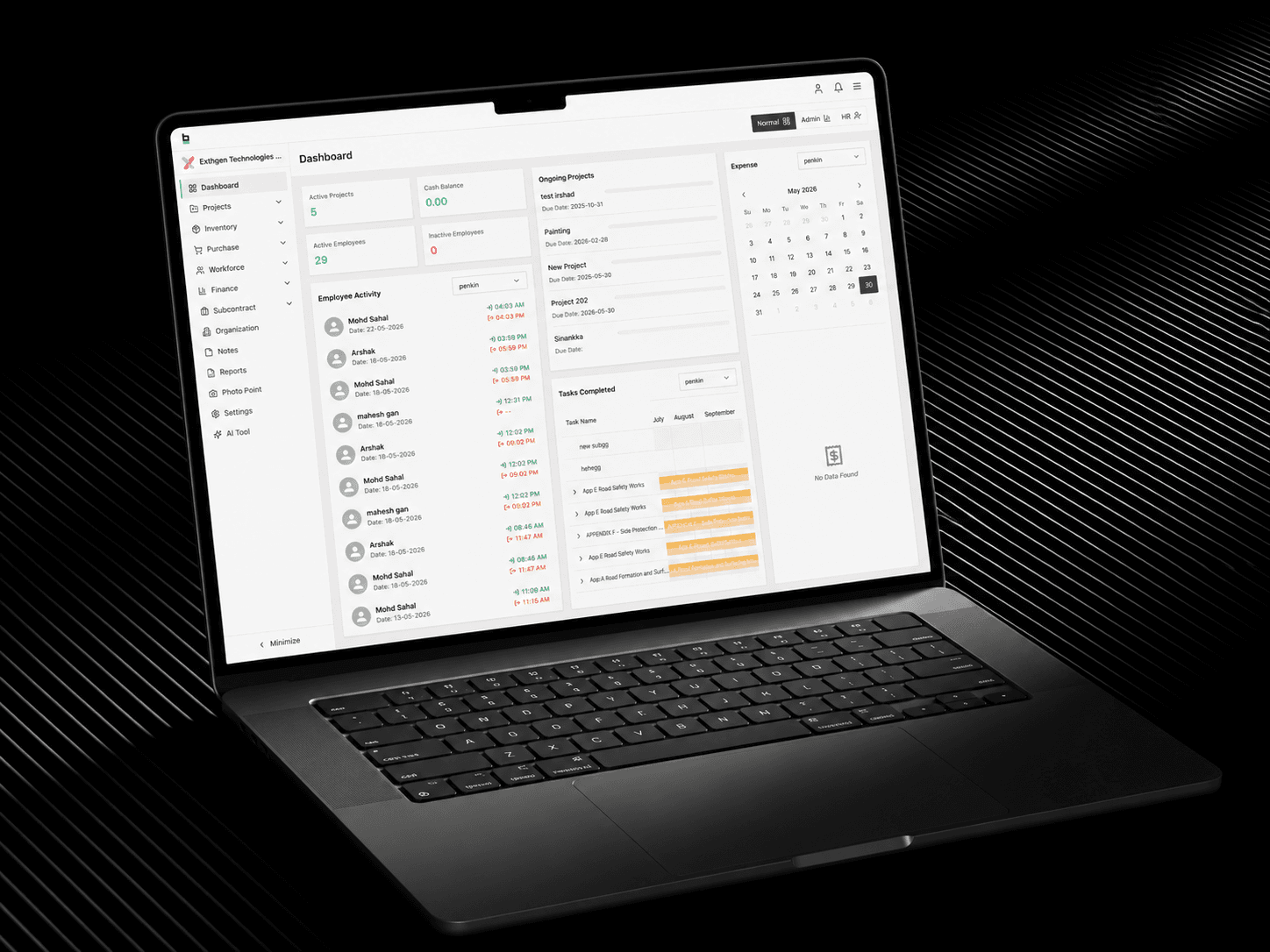 Brickly App dashboard